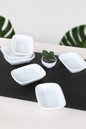 Beyaz Dikdörtgen Çerezlik  Kayık 13 Cm 6 Adet