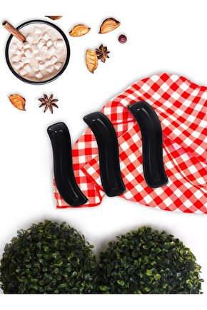 Mat Siyah İvory Zeytinlik 18 Cm 3 Adet