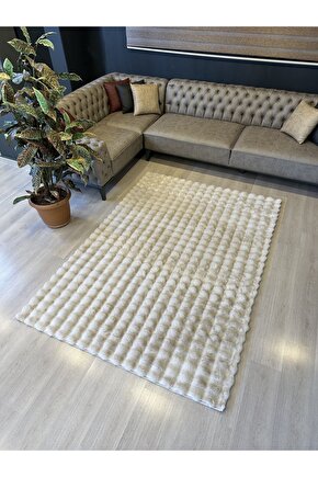 Yumuşak Dokulu Tavşan Tüyü Peluş Yıkanabilir Kaymaz Taban Salon Halısı Çocuk Halısı Taş