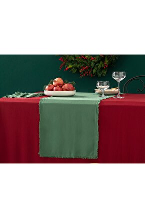 Smooth Fringes Pamuk Runner 40x150 Cm Yeşil