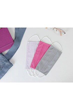 Alamode Pamuk Maske 9,5x18 Cm Gri - Pembe