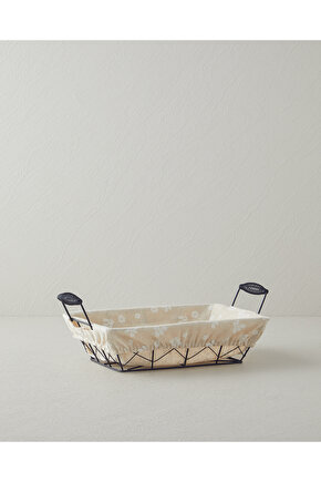 Woven Metal Ekmek Sepeti 26x19x7,5 Cm Krem
