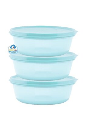 Buzdolabı Saklama Kabı 600 Ml 3lü Set Açık Mavi (üç Şekerpare)