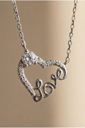 Tek Taşlı Love Kolye