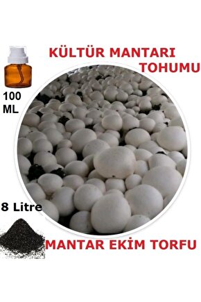 100 Ml Kültür Mantarı Tohumu + 13 Lt Mantar Ekim Torfu (Başka Bir Şeye Gerek Yok)