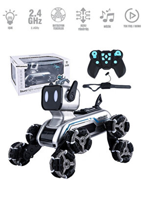 Oyuncak Şarjlı 2.4 Ghz Bilekten Kontrol Uzaktan Kumandalı Buharlı 8 Teker Çılgın Akrobat Köpek Araba