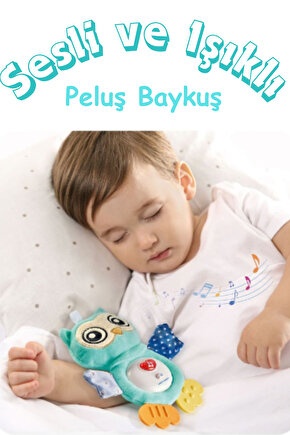 Oyuncak Işıklı Ve Sesli Diş Kaşıyıcılı Peluş Uyku Arkadaşı Bebek Baykuşu