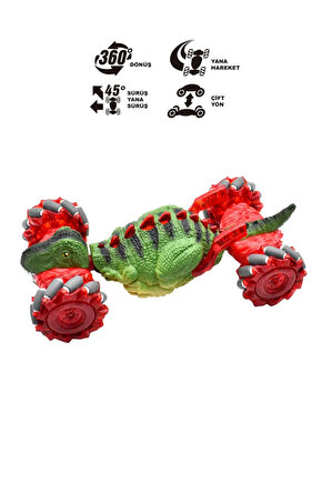 Oyuncak 4x4 2.4g Uzaktan Kumandalı Dinazor Akrobat Araba Bilekten Kontrol Şarjlı Çift Kumandalı