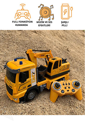 Oyuncak 2.4GHz Fıll Fonksiyon Uzaktan Kumandalı 1:12 Ölçek Işıklı ve Sesli Şarjlı Kepçe İnşaat Aracı