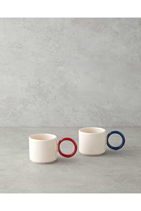 Twin Halo Seramik 2li Kupa 184 ml Kırmızı - Lacivert