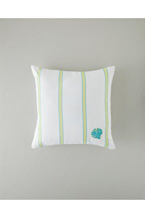 Corallium Nakışlı Kırlent Kılıfı Beyaz