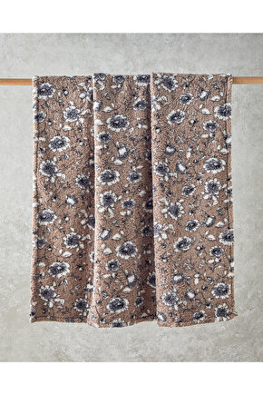 Gardenia Glow Baskılı Sherpa Battaniye Vizon