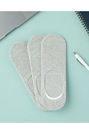 Max Pamuk Erkek 3lü Babet Çorap Gri