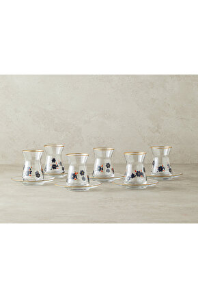 Boheme Cam 12 Parça 6 Kişilik Çay Seti Siyah