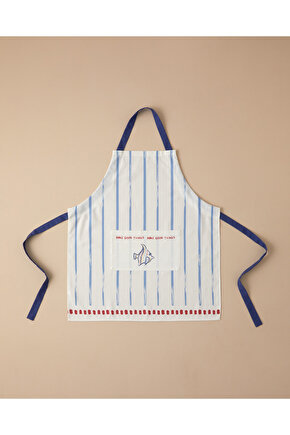 Jolly Blue Pamuk Mutfak Önlüğü 60x75 cm Beyaz - Mavi