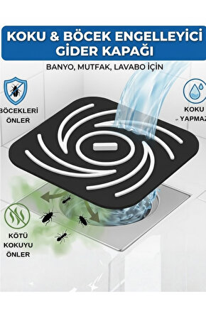 Kötü Koku Böcek Önleyici Gider Tıpası Lavabo Balkon Tuvalet Gider Kapatıcı Kapak Silikon Siyah-Beyaz