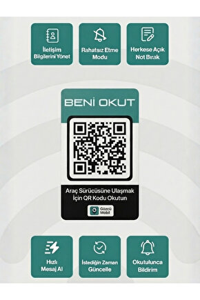 1li QR Numarasız Numaratör Yeni Nesil Araç Motosiklet Numara Gizler Oto Park Kartı Dijital Kimlik