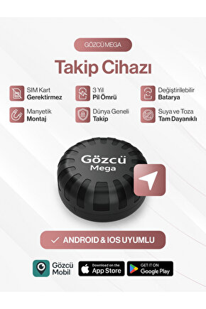 Mega Takip Cihazı IOS Android Uyumlu Motor Araç Taşıt GPS Cihazı Su Geçirmez (5-10 Dakika Aralıklı)