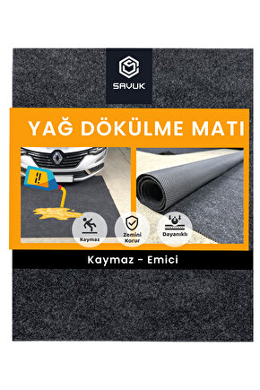 BEYLİNİ Kaymaz Yağ Matı Sıvı Geçirmez Emici Araç Altlığı Halısı Antrasit (183x188)