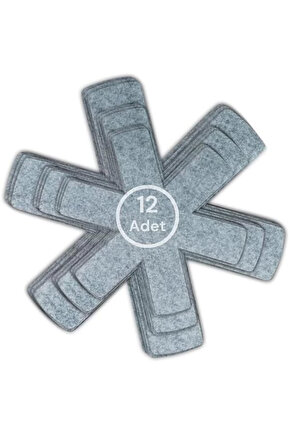 Beylini 12 Li Set Tencere Tava Koruyucu Borcam Çizdirmez Keçe Düzenleyici (Gri)