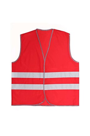İşçi Tipi Reflektörlü Kırmızı Ikaz Yeleği 10 Adet