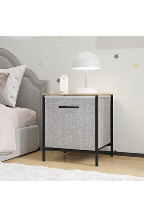 Çocuk Dolap 1 Çekmeceli Komodin Sehpa Gri 1597