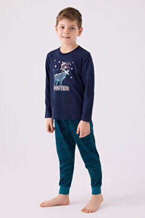 Erkek Çocuk Lacivert Pijama Takımı