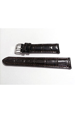 &Her Saate Uyumlu Hakiki Deri Saat Kordonu koyu kahve parlak 20 mm ( 141 -2)