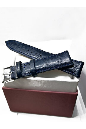 &Her Saate Uyumlu Hakiki Deri Saat Kordonu MAVİ 22 mm ( 317 )