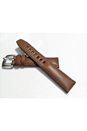 &Her Saate Uyumlu Yarım Kroko Hakiki Dana Derisi Saat Kordonu 22mm (203) kahve