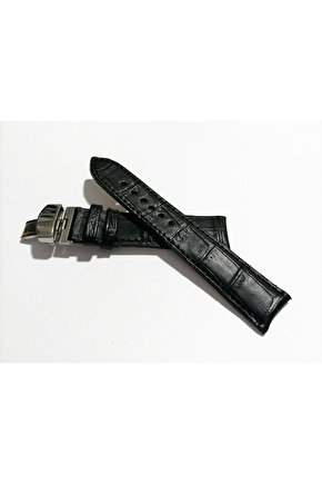 &Hertür Saate &Uygun  Kelebek  Toka 22 MM  siyah   Kordon(179)  gumuş  toka