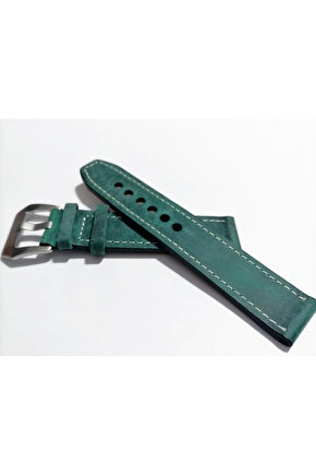 & Fosil  Uyumlu &Her Saate Uyumlu greyzi  Deri Saat Kordonu 22  mm  (63 )Yeşil