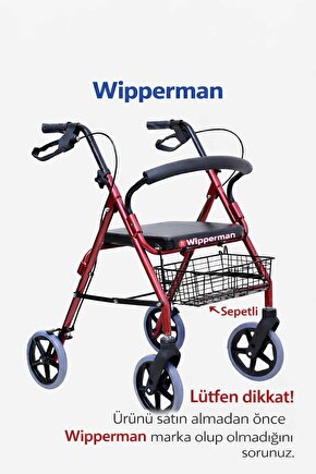 Pambukcuk Tekerlekli Rolatör Yürüteç Hasta Yaşlı Oturaklı 4 Tekerli 110 kg Taşıma Kapasiteli