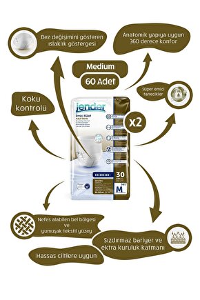 Emici Külot Yetişkin Bezi Medium 30x2 60 Adet Külot