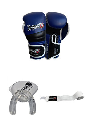 Attack 6 Boks, Kıck Boks, Muay Thai, Dragon Boks Eldiveni,  3 lü set, Bandaj dişlik eldiven