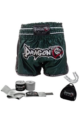 Retro Şort Muay Thai Şort ,3,5 Metre Boks Bandajı Profesyonel Dişlik Set