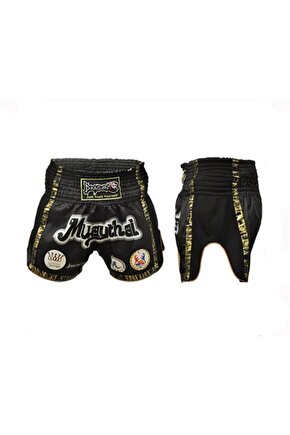 Unisex Siyah Muaythai Müsabaka Maç Şortu