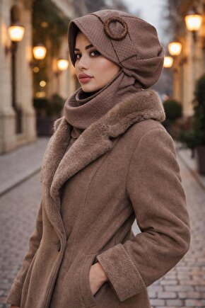 Vizon Tokalı Atkılı Tesettür Şapka