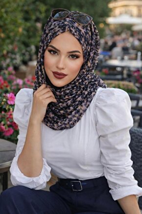 Siyah Batik Desen Piliseli Hazır Şal