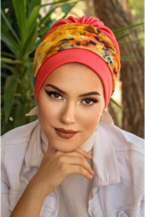 Mercan Turuncu Bantlı Hazır Bone