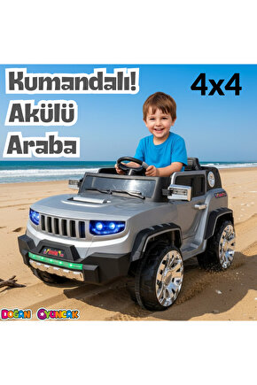 Fenomen Gri Uzaktan Kumandalı 4X4 12 Volt Çift Kişilik Akülü Araba - RC Jeep 4x4 Akülü Araba