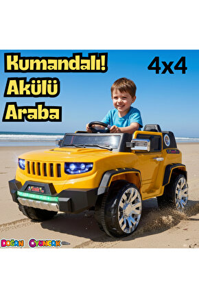 Fenomen Sarı Uzaktan Kumandalı 4X4 12 Volt Çift Kişilik Akülü Araba - RC Jeep 4x4 Akülü Araba