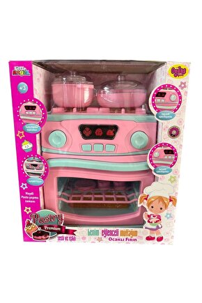Sesli Işıklı Pilli Ocaklı Fırın Seti 2609-Pembe