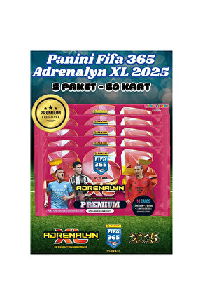 Panini Premium FIFA 365 Adrenalyn XL 2025 Oyuncu Kartı - Premium Futbolcu Kartları - 5 Paket