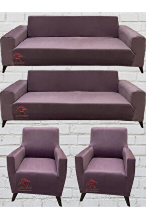 3+3+1+1 İtalyan Süet Koltuk Örtüsü(GÜLKURUSU )