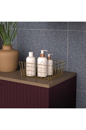 Dolap Içi Organizer Banyo Mutfak Oyuncak Makyaj Sepeti Gold Sepet Düzenleyici Toparlayıcı