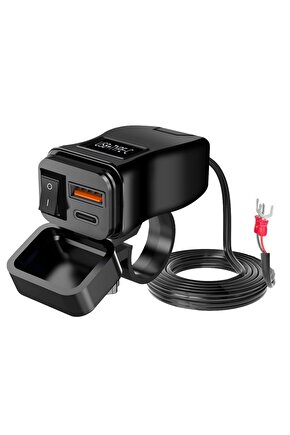 USB 3.0 Hızlı Şarj Portu Motosiklet Scooter Karavan- Tekne Uyumlu Su Geçirmez Akü Koruma Motorsiklet