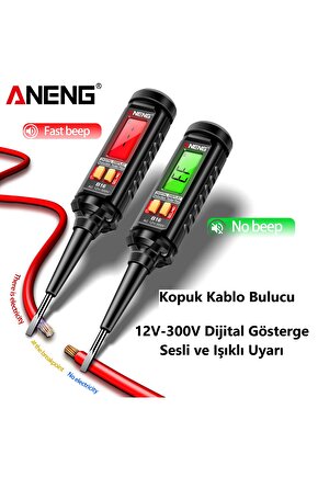 LCD Ekranlı Dijital Kontrol Kalemi ANENG 12V-300V SesliIşıklı Uyarı FazNötr-Kablo Kopukluk Bulucu