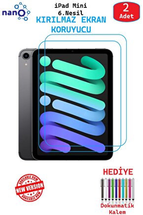 2 ADET iPad Mini 6. Nesil 8.3 Tablet Tam Uyumlu Ekran Koruyucu Şeffaf Cam Nano HD Esnek Kırılmaz
