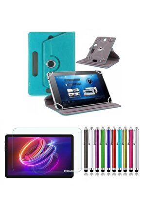 Casper VIA S40 10.4 Uyumlu Standlı Tablet Kılıfı + Kırılmaz Ekran Koruyucu+ Dokunmatik Kalem